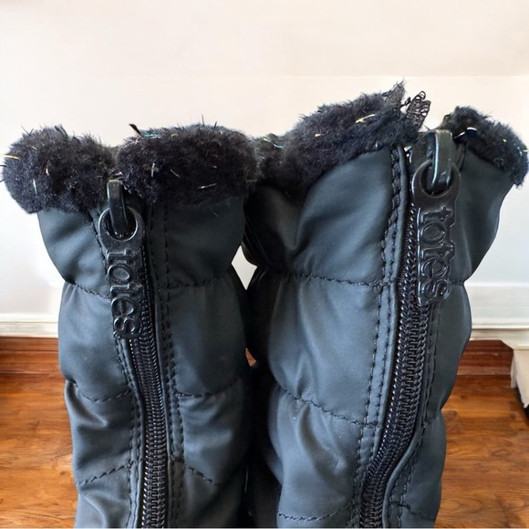 TOTES Black Winter Boots with Faux Fur Trim - Size 7M - Picture 5 of 12